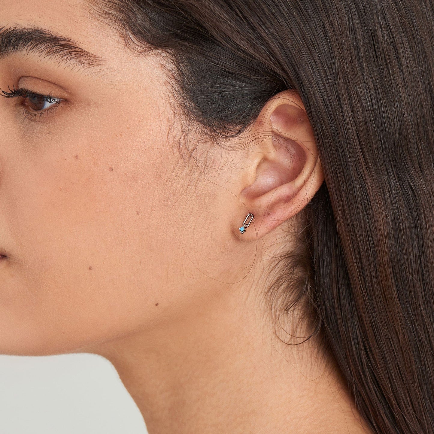 EAR Turquoise Silver Link Stud Earrings