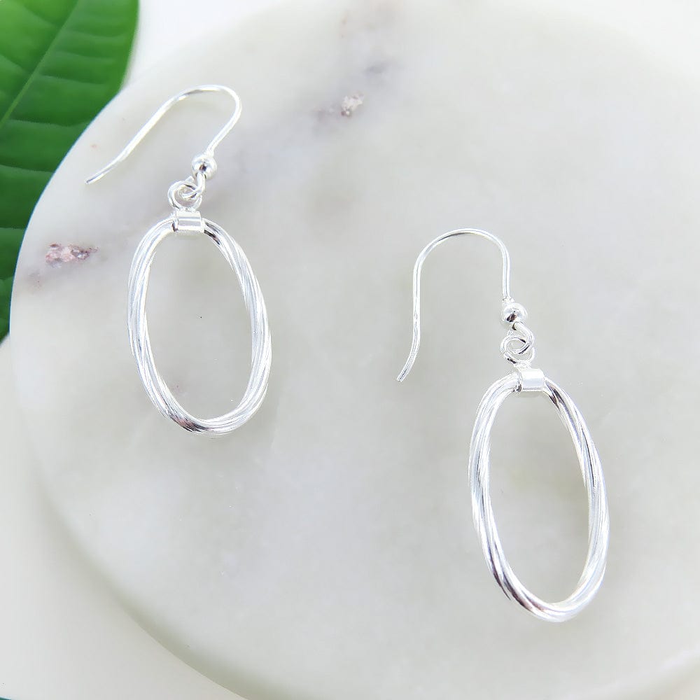 EAR Twist Oval Drop Earring