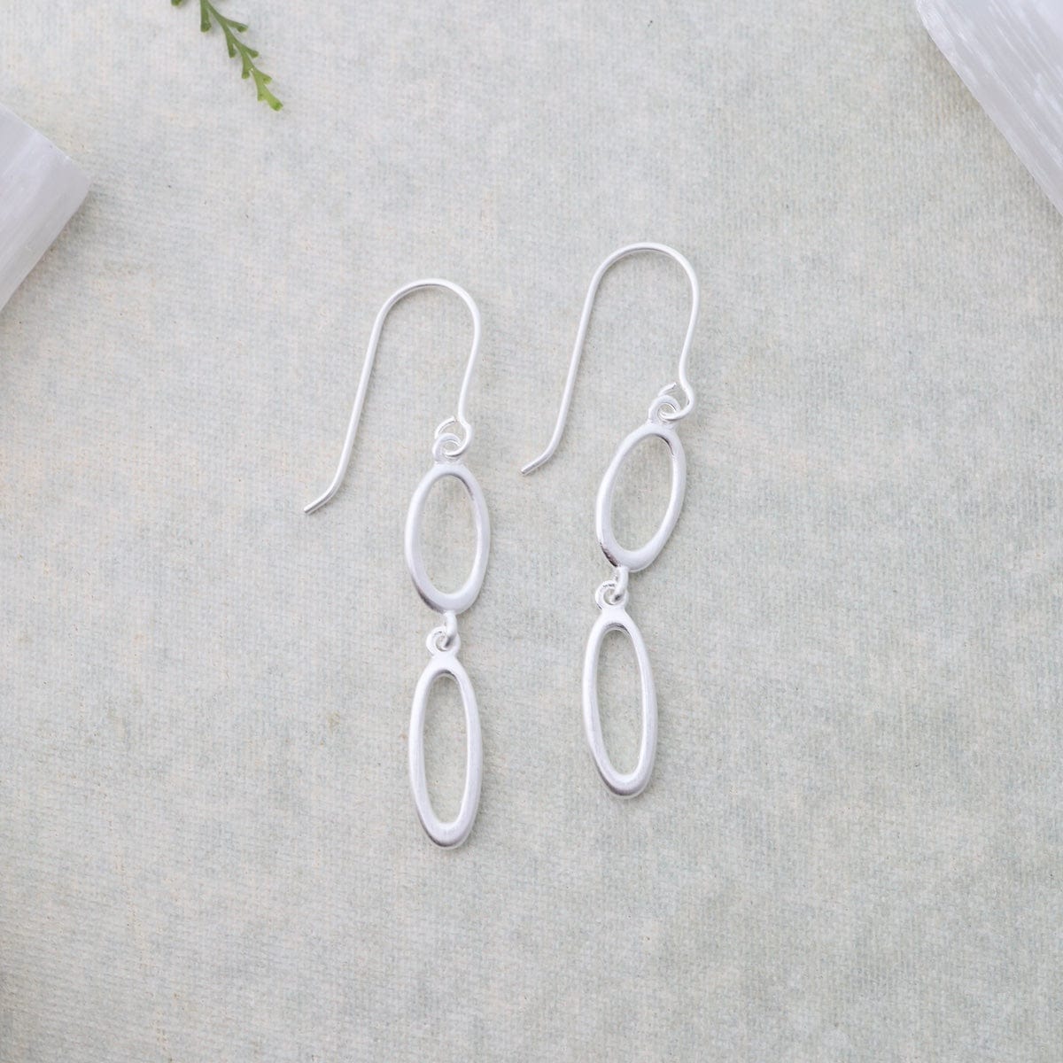 EAR Two Organic Shapes Earrings - Brushed Sterling Silver