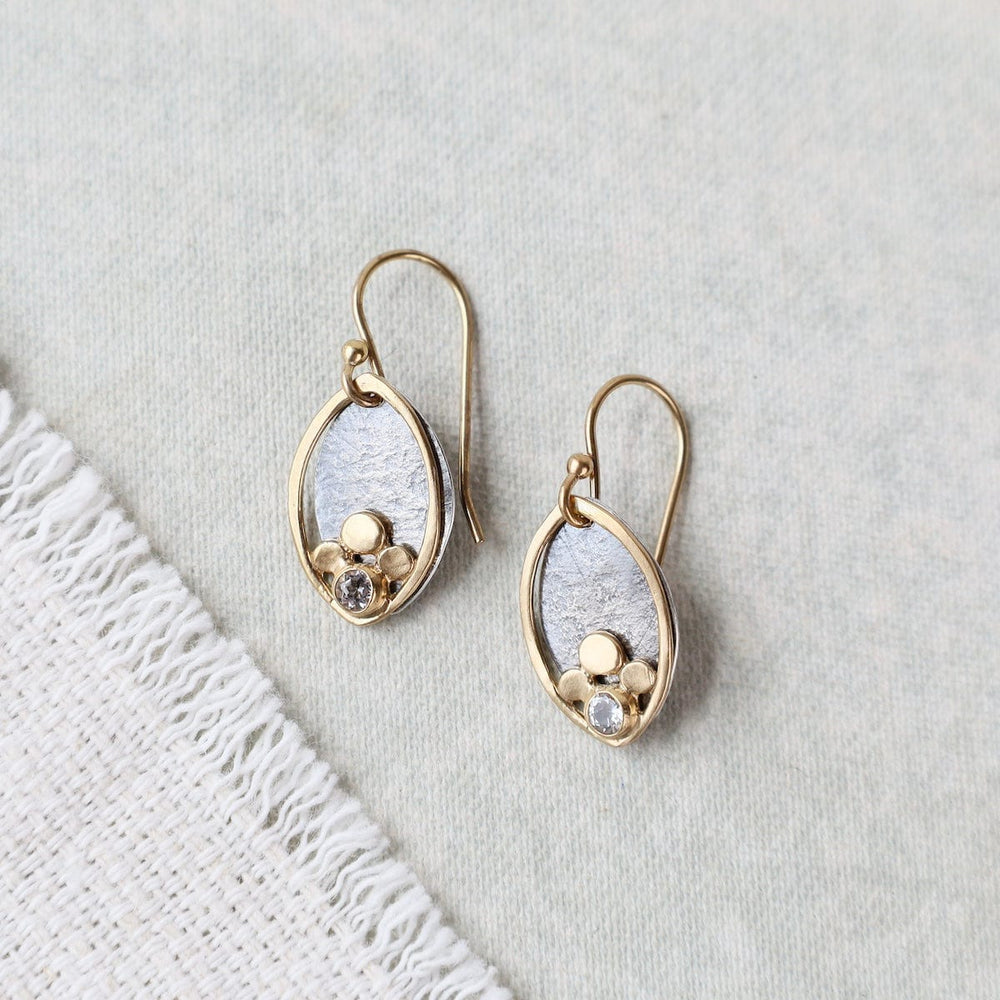 
                      
                        EAR Two Tone Bud Earrings with White Topaz
                      
                    