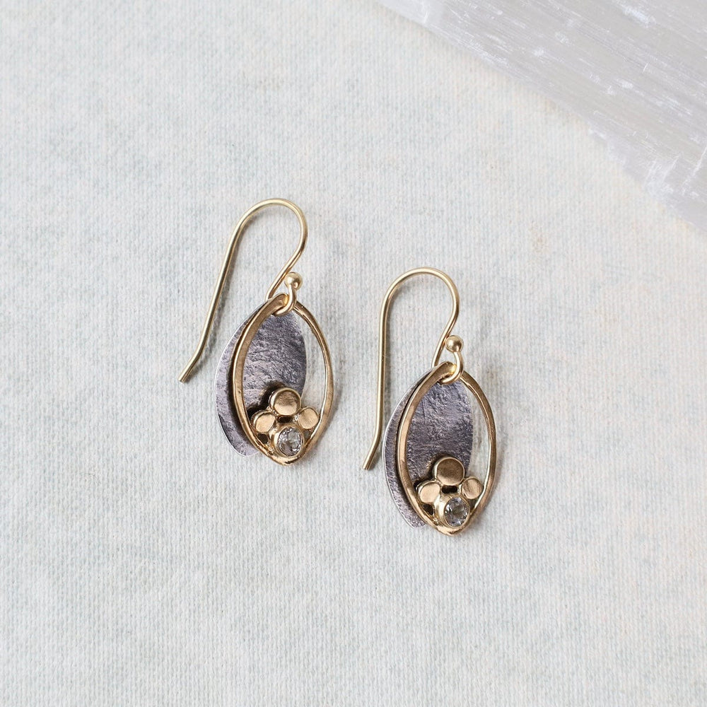 
                      
                        EAR Two Tone Bud Earrings with White Topaz
                      
                    