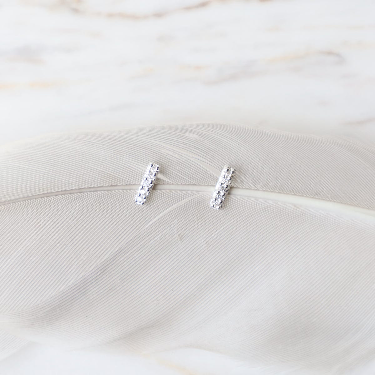Load image into Gallery viewer, EAR Very Tiny CZ Pave Bar Stud - Sterling Silver
