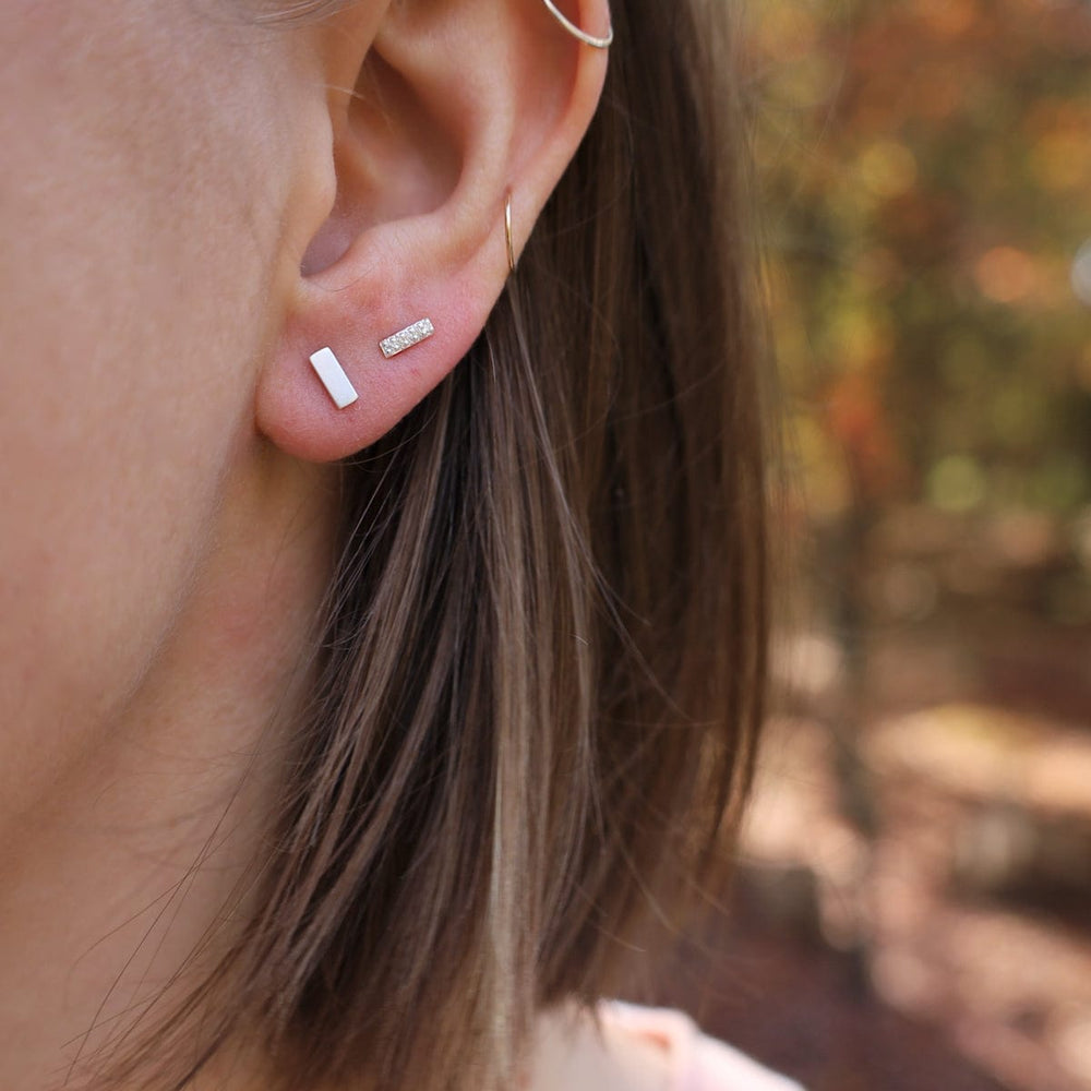 
                      
                        EAR Very Tiny CZ Pave Bar Stud - Sterling Silver
                      
                    