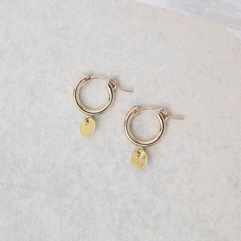 
                      
                        EAR-VRM 14K Gold Fill Brushed Hanging Disk Gold Vermeil Hoop Earrings
                      
                    