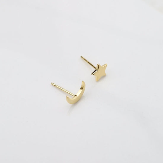 EAR-VRM 14k Gold Vermeil Small Moon and Star Studs