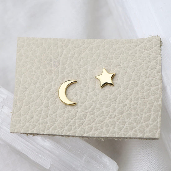 EAR-VRM 14k Gold Vermeil Small Moon and Star Studs