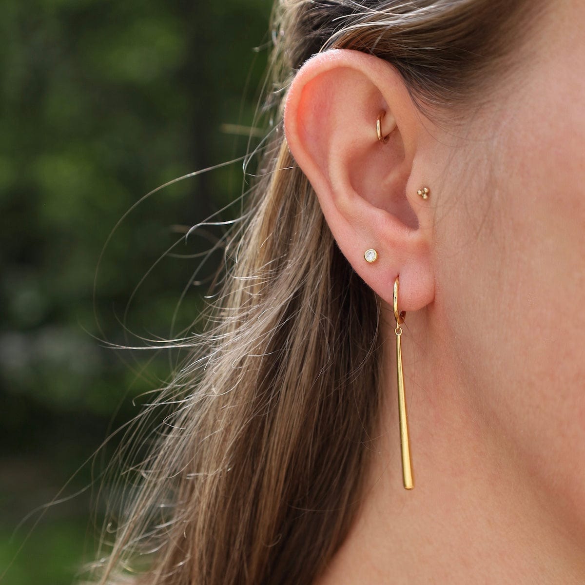EAR-VRM 18k Gold Vermeil Endless Hoops with Elongated Teardrop Earrings