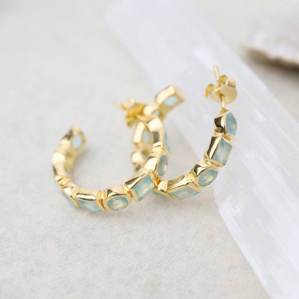 
                      
                        EAR-VRM 24k Gold Vermeil Half Hoops with geo Shapes - Aqua
                      
                    