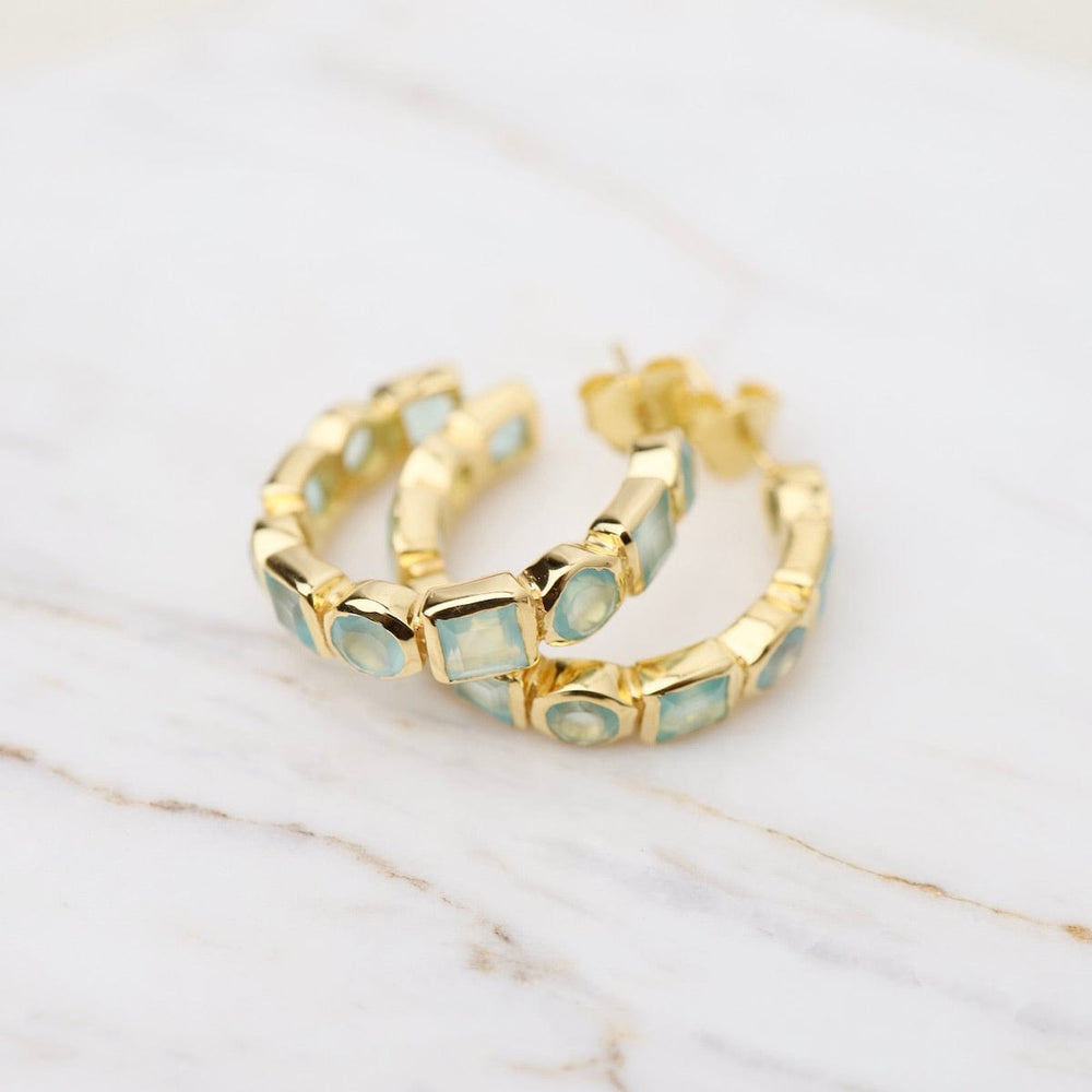 
                      
                        EAR-VRM 24k Gold Vermeil Half Hoops with geo Shapes - Aqua
                      
                    