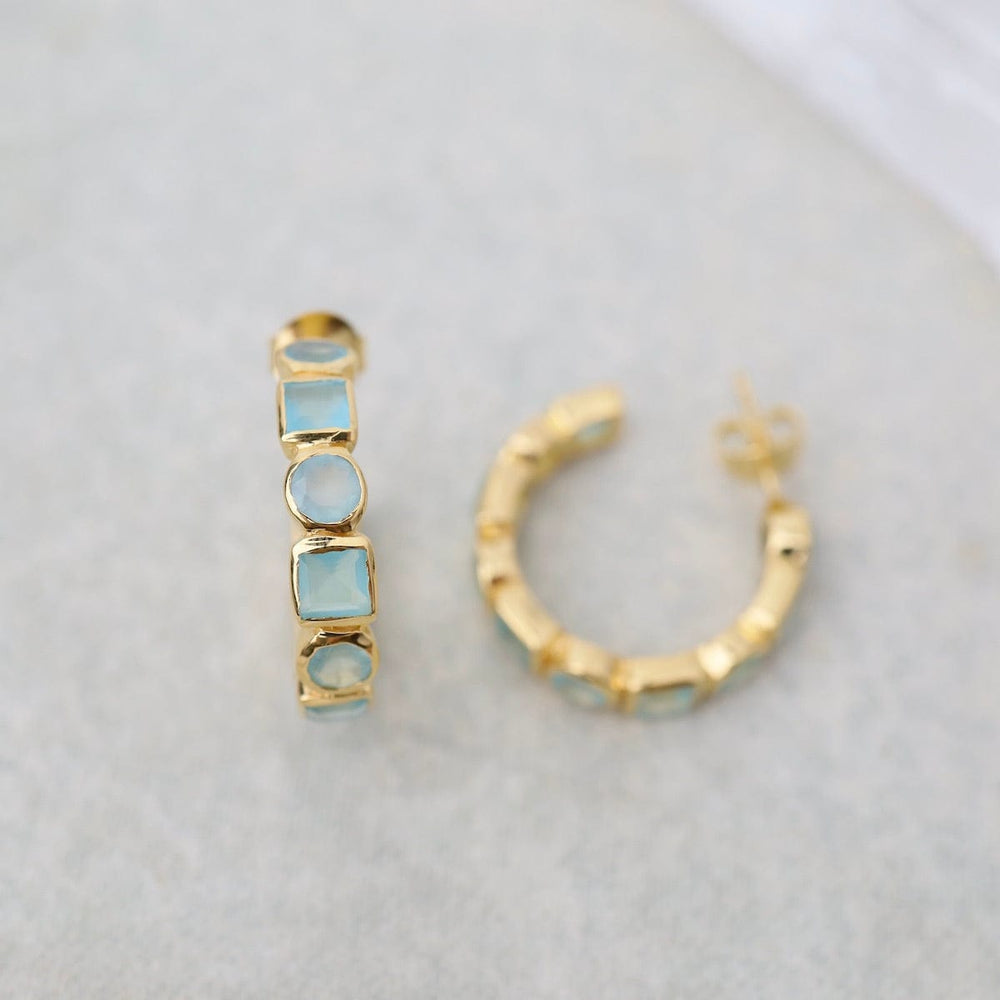 
                      
                        EAR-VRM 24k Gold Vermeil Half Hoops with geo Shapes - Aqua
                      
                    