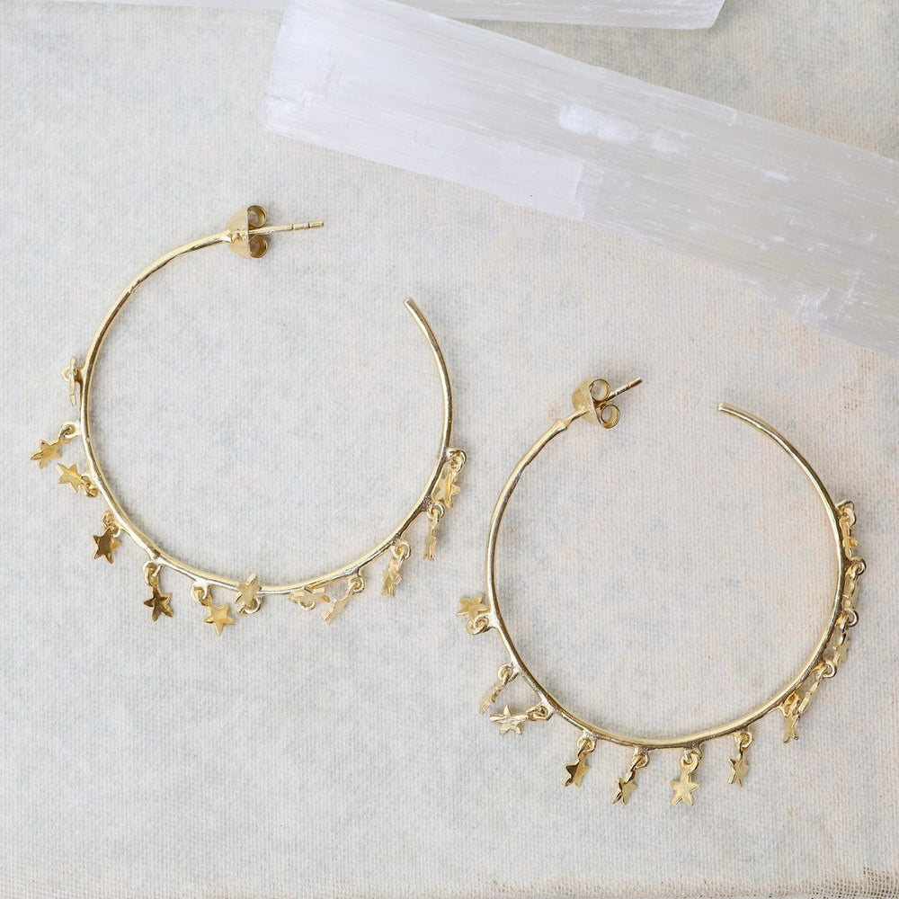 
                      
                        EAR-VRM 24k Gold Vermeil Hoops with Tiny Star Charm Dangle Earrings
                      
                    