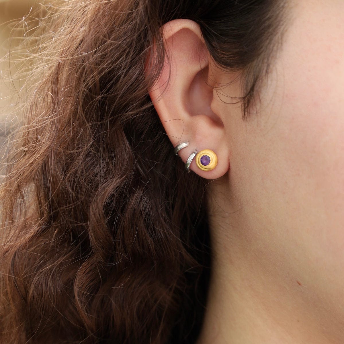 EAR-VRM Amethyst Swirl  Post Earrings