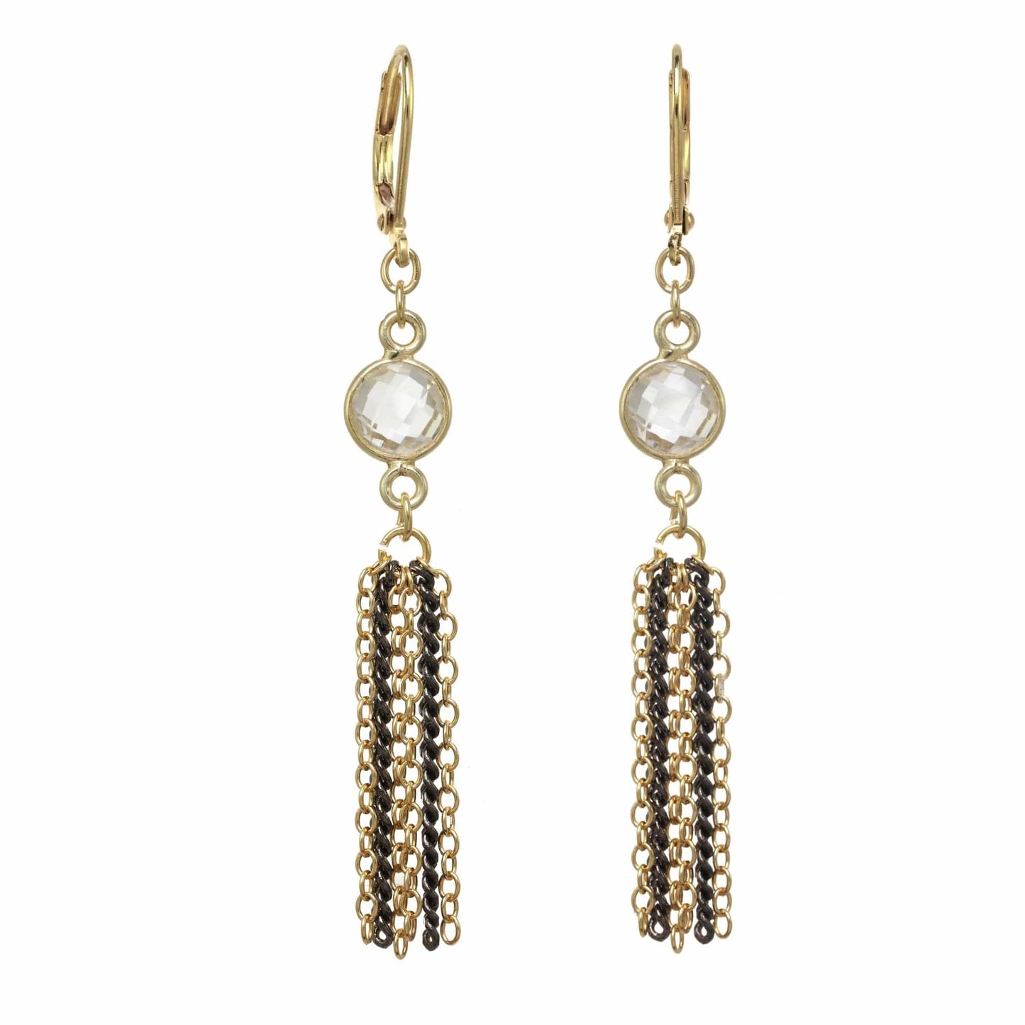 EAR-VRM Bezel Quartz Fringe Earrings