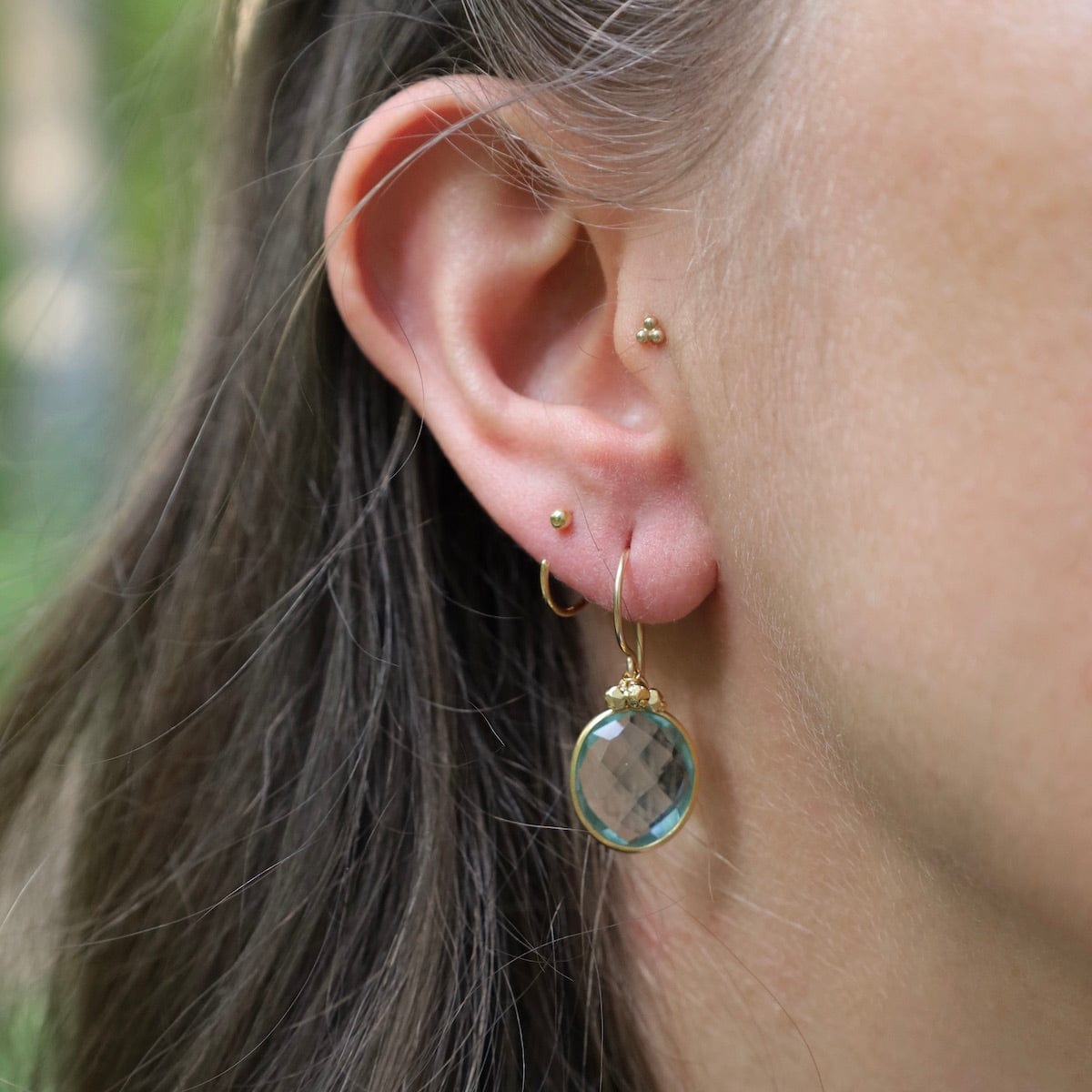 Bezel-Set Aqua Drop Earrings in 18K Gold Vermeil – Dandelion Jewelry