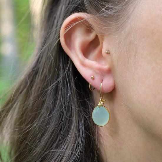 EAR-VRM Bezel-Set Chalcedony Drop Earrings