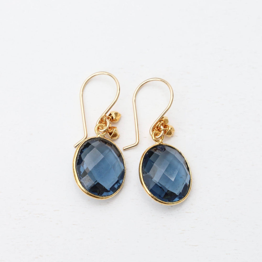 EAR-VRM Bezel-Set London Blue Quartz Drop Earrings