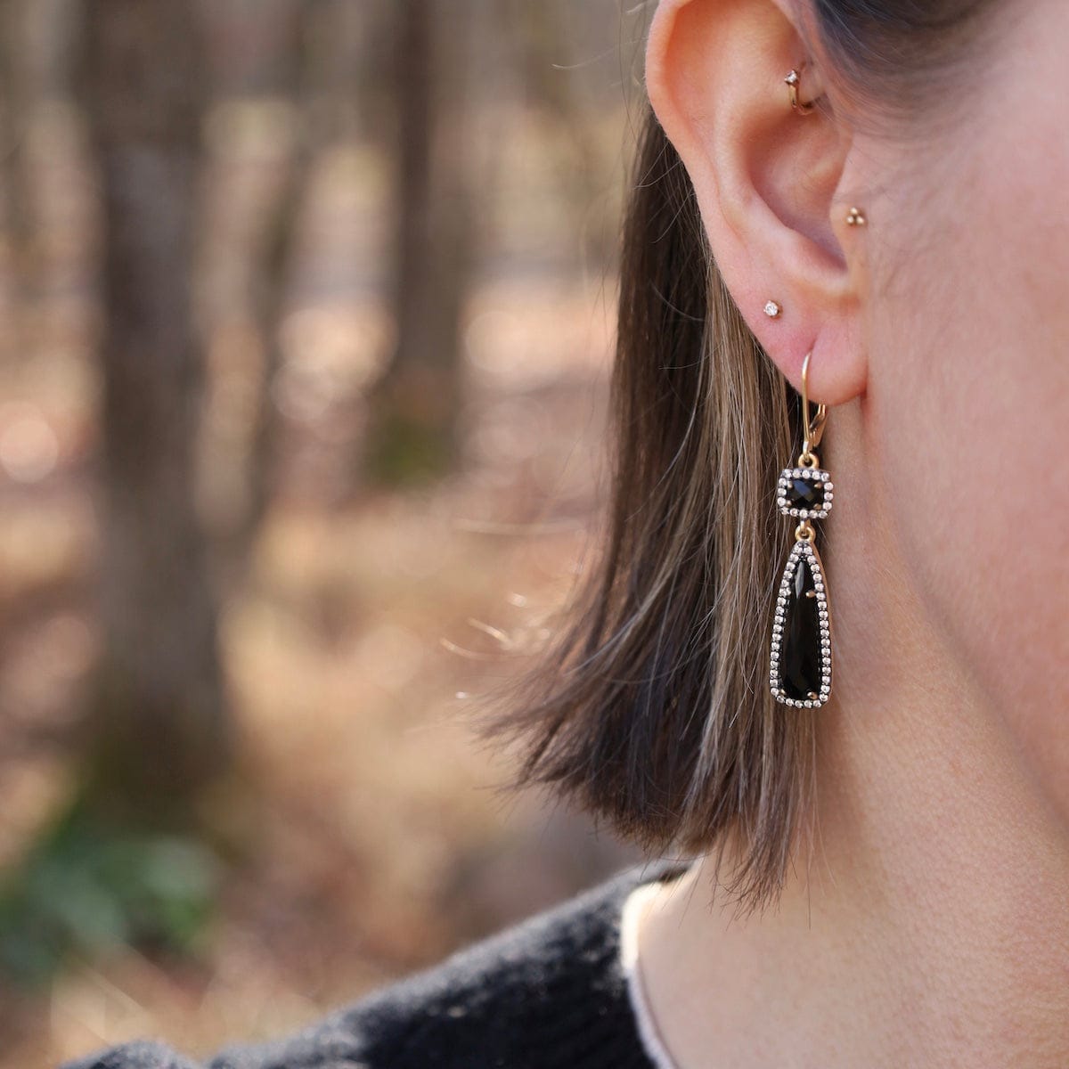 EAR-VRM Black Onyx Pave Earrings