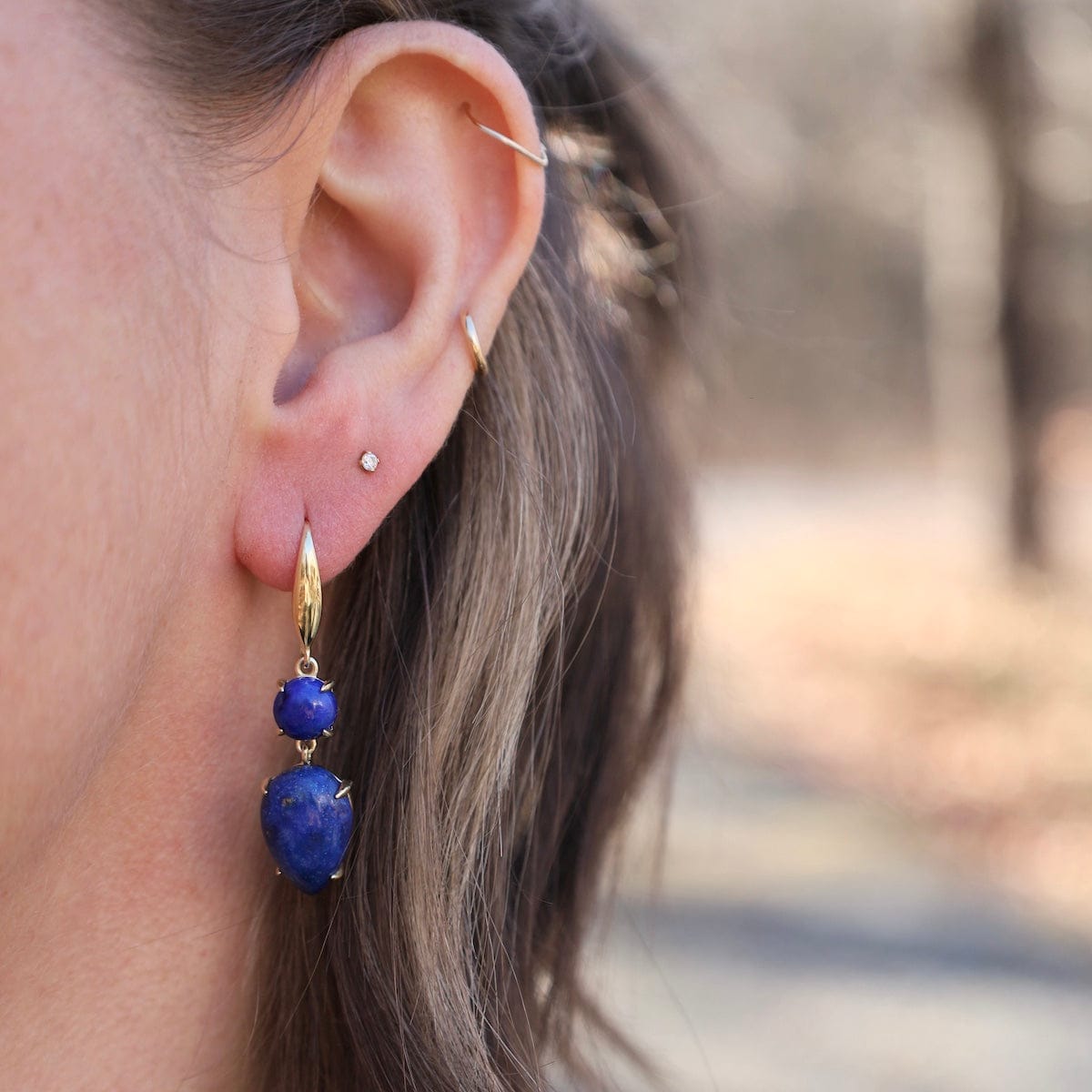 EAR-VRM Blue Lapis Double Drop Earrings