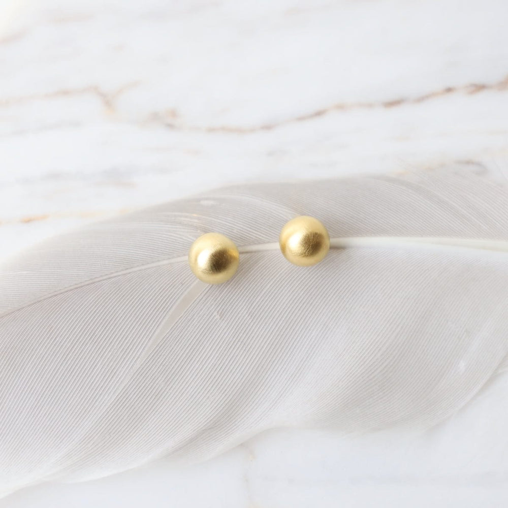 EAR-VRM Brushed Gold Vermeil 6mm Hollow Ball Stud