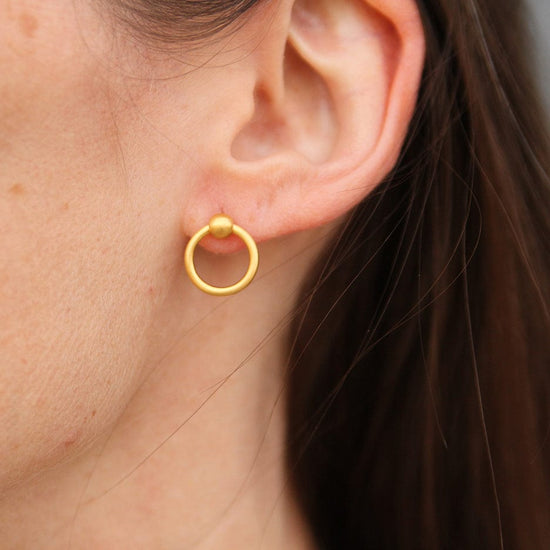 EAR-VRM Brushed Gold Vermeil Door Knocker On Post Earring