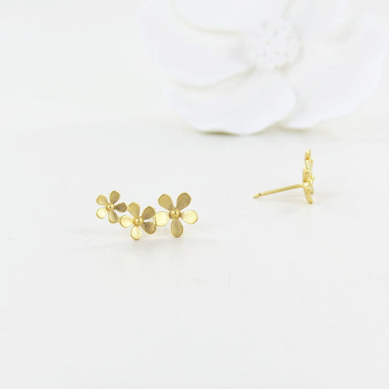 EAR-VRM Brushed Gold Vermeil Forget-Me-Not Post Earrings