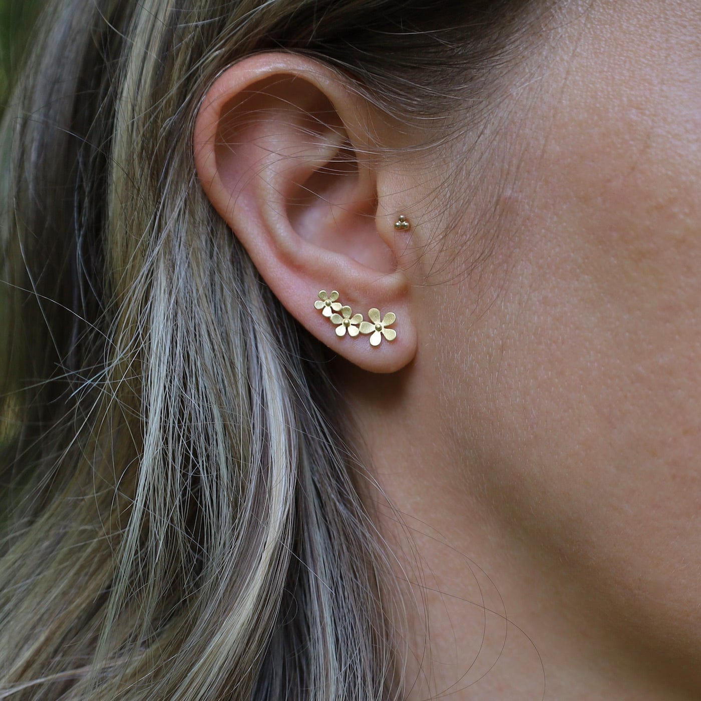 EAR-VRM Brushed Gold Vermeil Forget-Me-Not Post Earrings