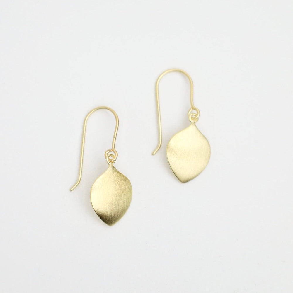 
                      
                        EAR-VRM Brushed Gold Vermeil Leaf Shape Drop Earring
                      
                    