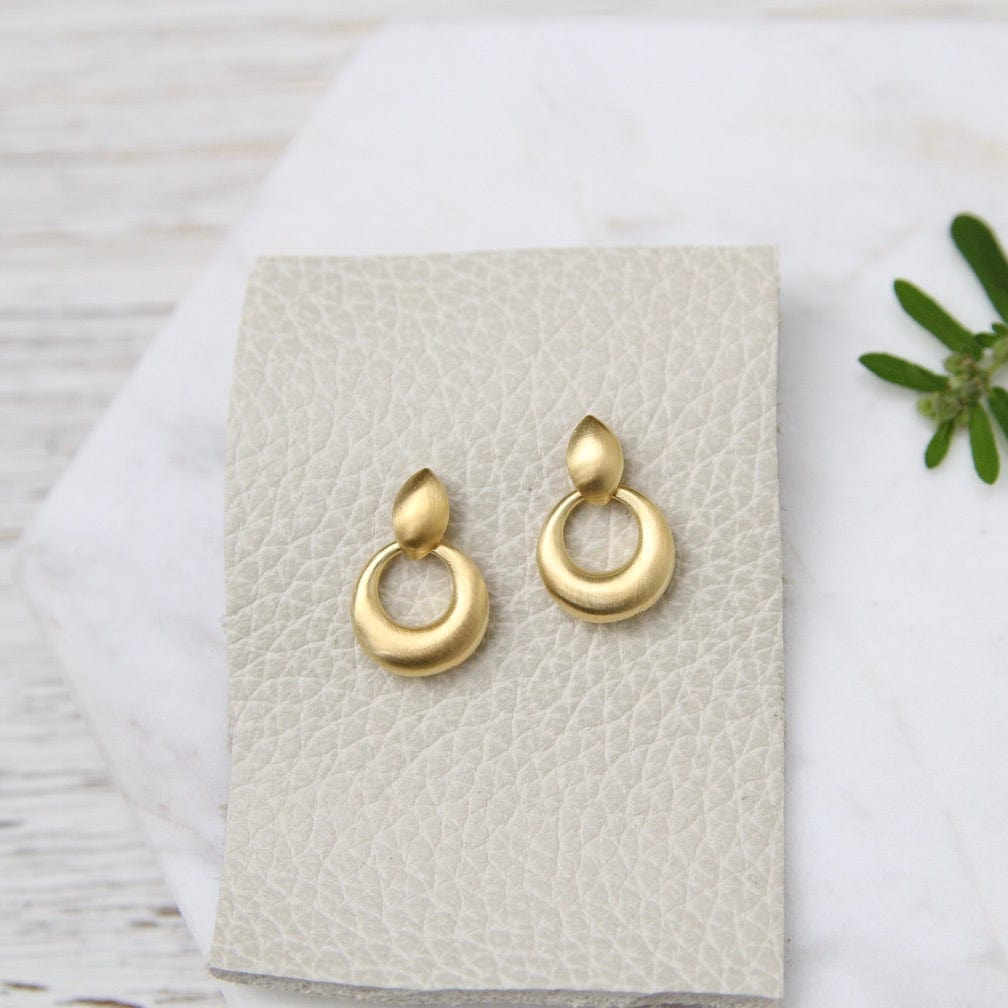 EAR-VRM Brushed Gold Vermeil Puffed Door Knocker Earring