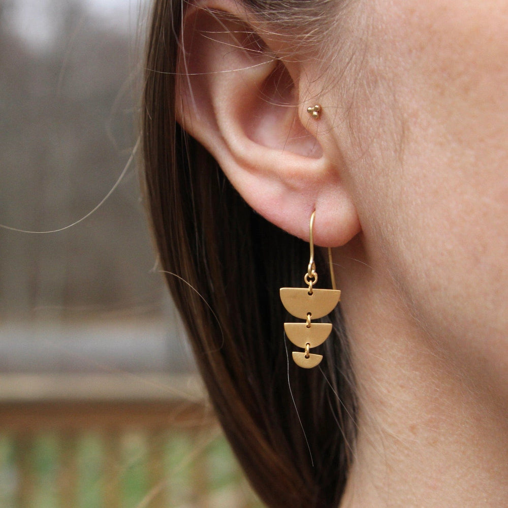 EAR-VRM Brushed Vermeil Descending 1/2 Circles Earrings