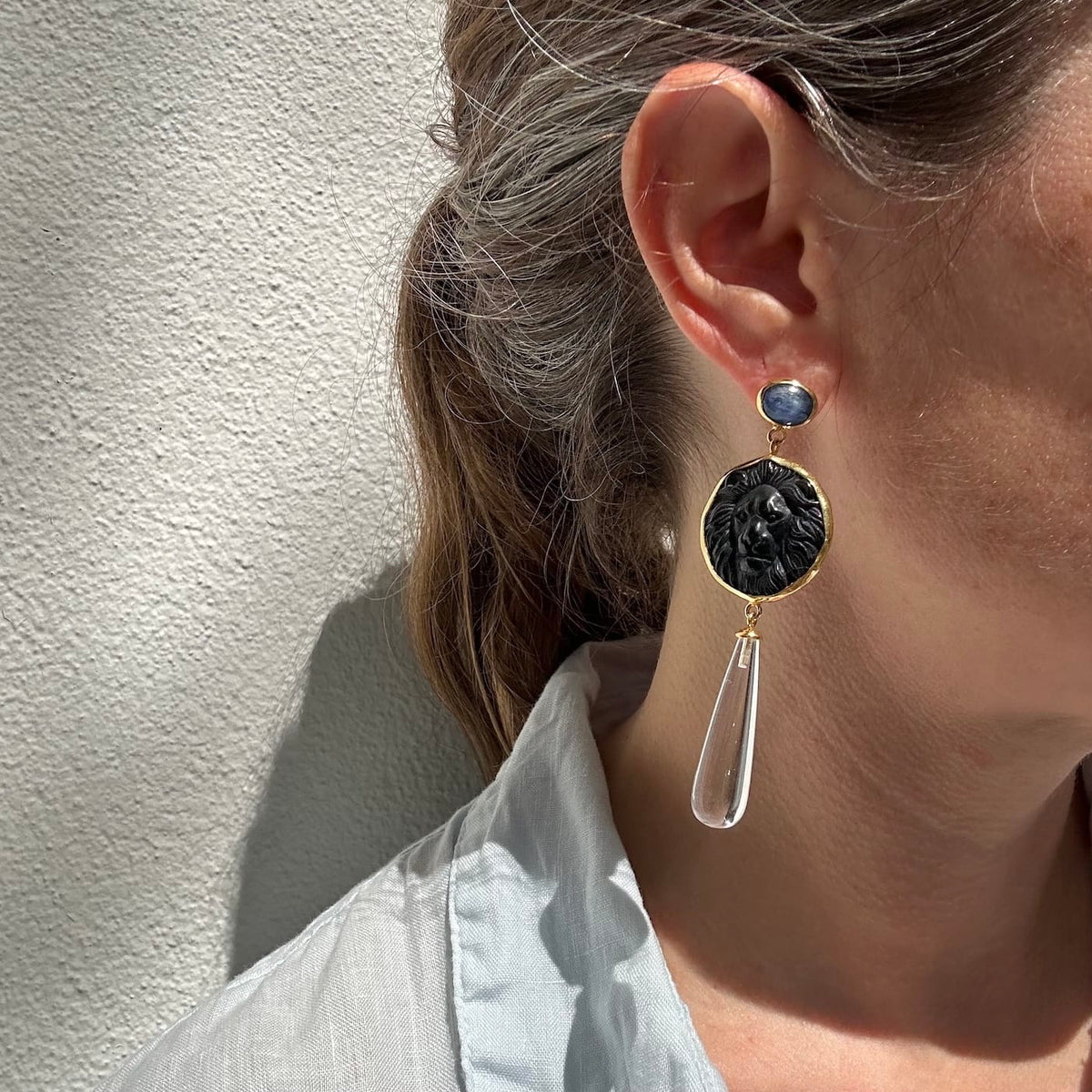 EAR-VRM Carved Black Obsidian Earrings