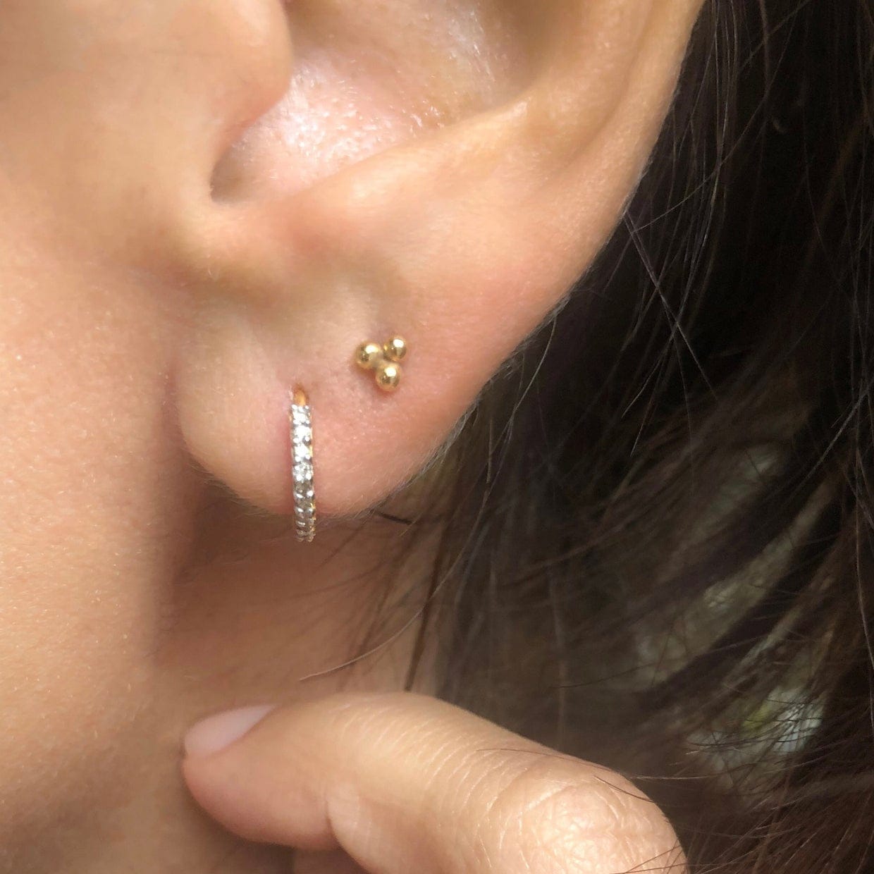 EAR-VRM Champagne Diamond Gold Vermeil Fleron Huggie Earrings