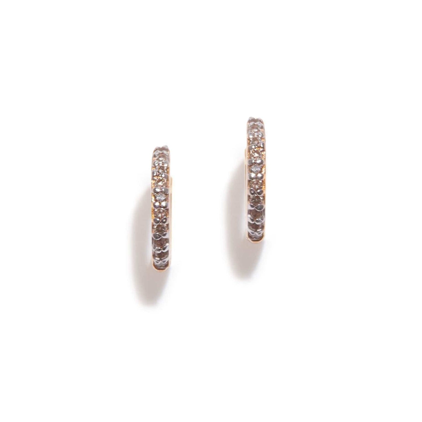 EAR-VRM Champagne Diamond Gold Vermeil Fleron Huggie Earrings