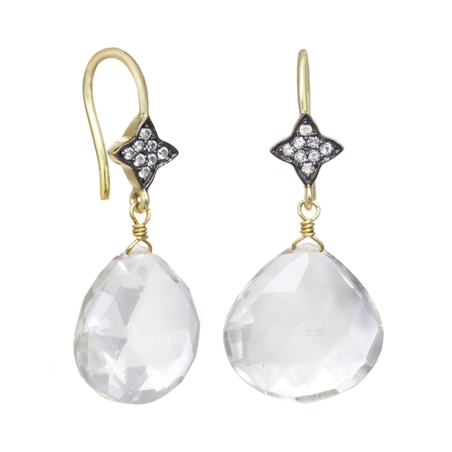 EAR-VRM Clear Quartz Droplet Earrings