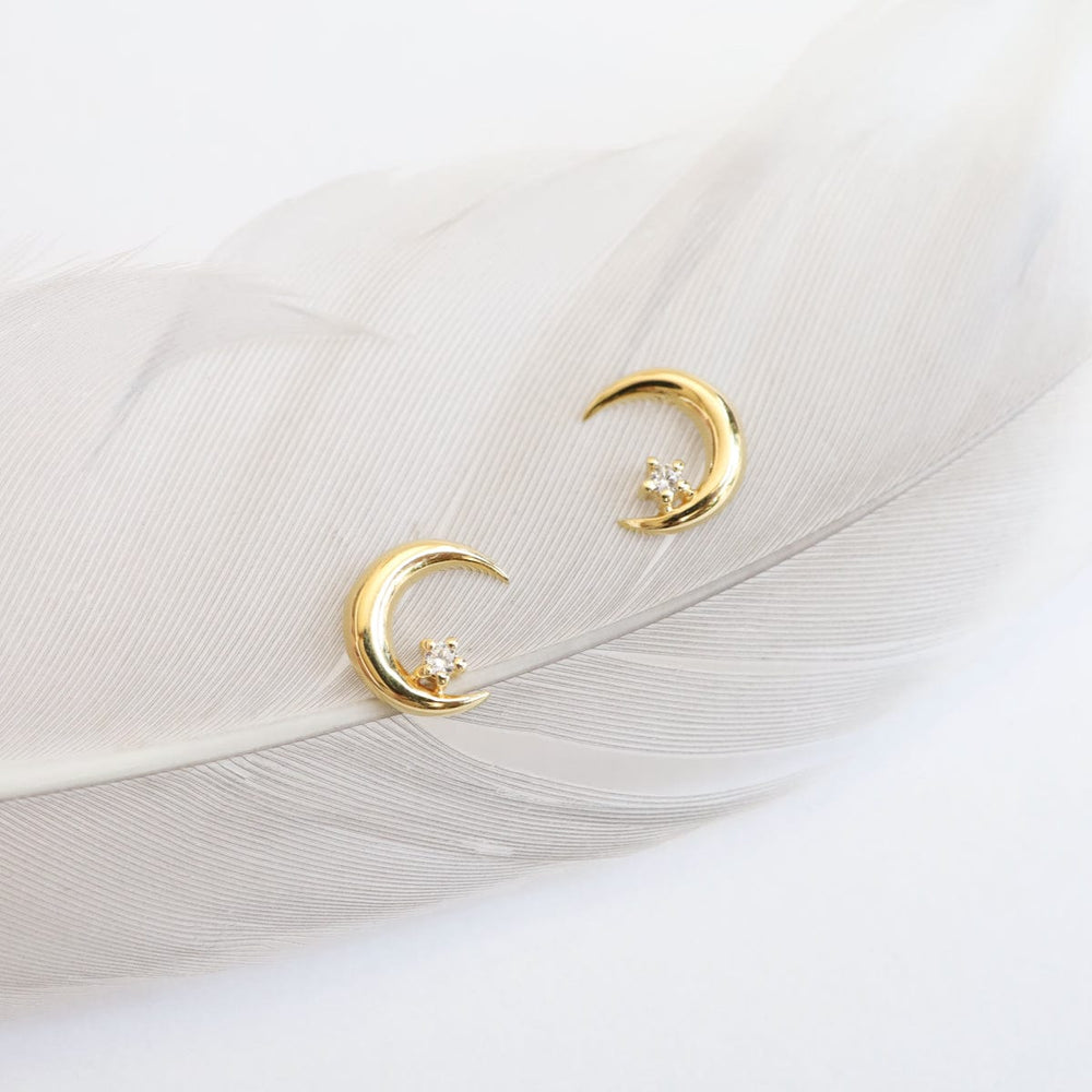 
                  
                    EAR-VRM Crescent Moon with CZ Stud Earring - Gold Vermeil
                  
                