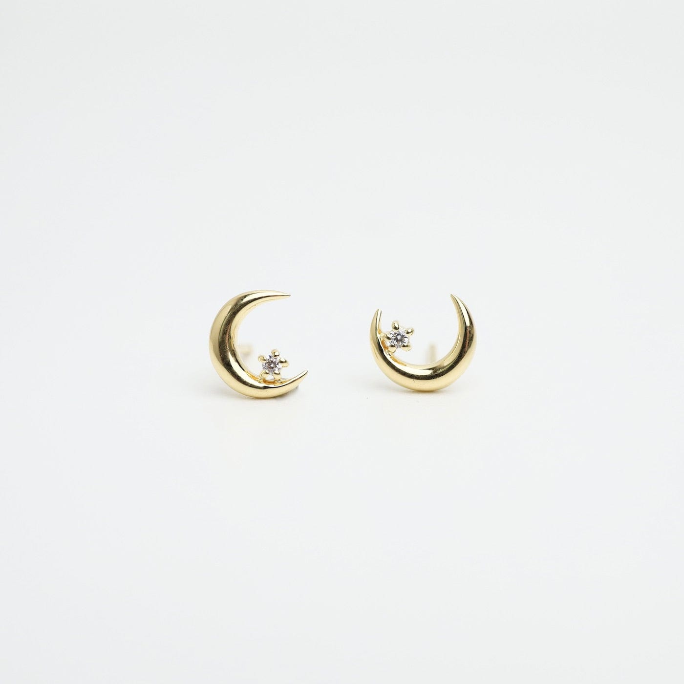 Luna Moon Gold or Silver Studs - Small Creative British Business -  pretty-wild-jewellery