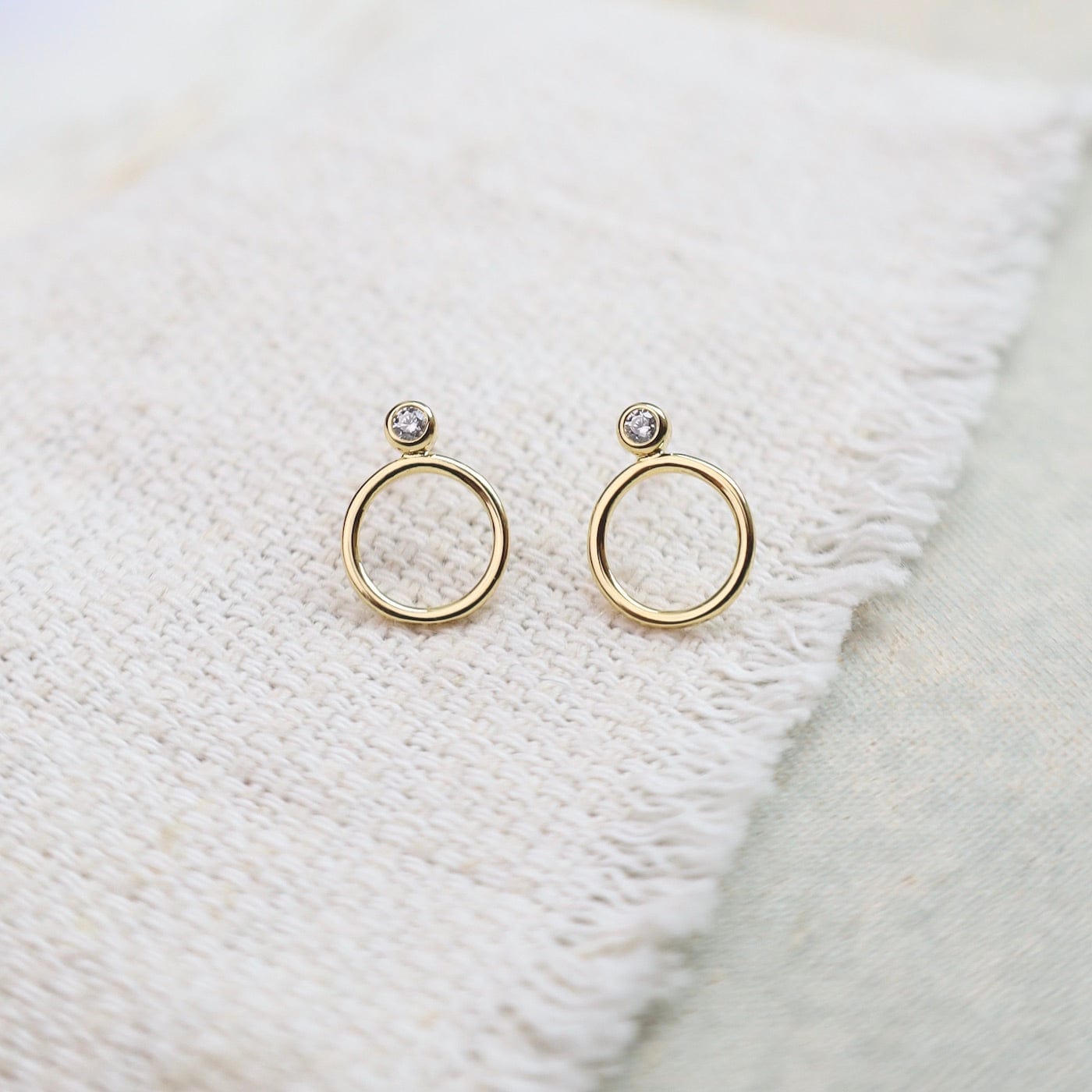 EAR-VRM CZ Gold Circle Stack Post Earrings