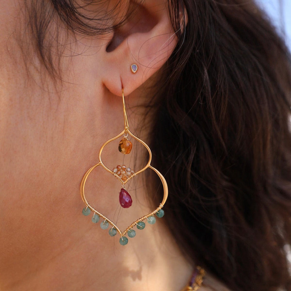 
                      
                        EAR-VRM Double Lotus with Grandidierite, Ruby Earrings
                      
                    