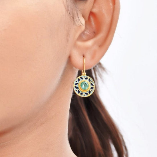EAR-VRM Emerald Enamel 14K Vermeil Earrings