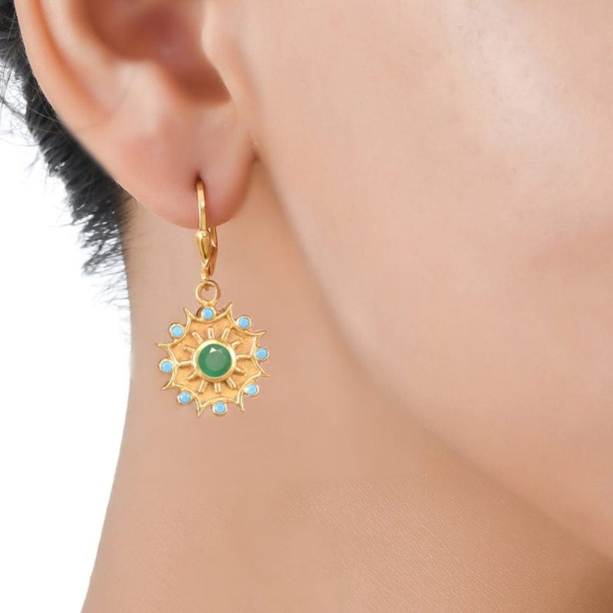 EAR-VRM Emerald Turquoise Gold Vermeil Earrings