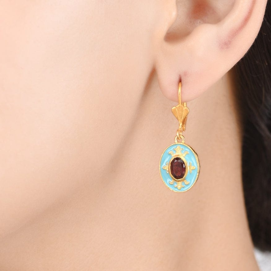 
                      
                        EAR-VRM Garnet Gold Plated Brass Enamel Earrings
                      
                    