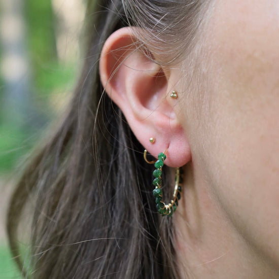 EAR-VRM Gemstone Bead Hoop Earring - Green Garnet