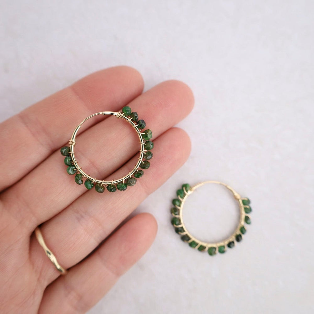 
                      
                        EAR-VRM Gemstone Bead Hoop Earring - Green Garnet
                      
                    