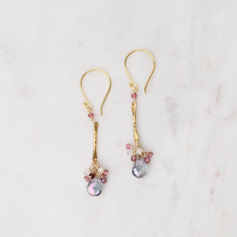 
                      
                        EAR-VRM Gold Bar Earrings with Mystic Topaz & Ruby
                      
                    