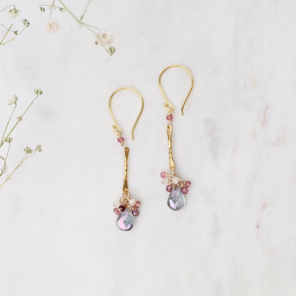 
                      
                        EAR-VRM Gold Bar Earrings with Mystic Topaz & Ruby
                      
                    