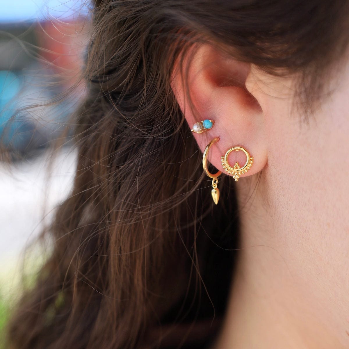 EAR-VRM Gold Vermeil Bali Circle Stud Earrings