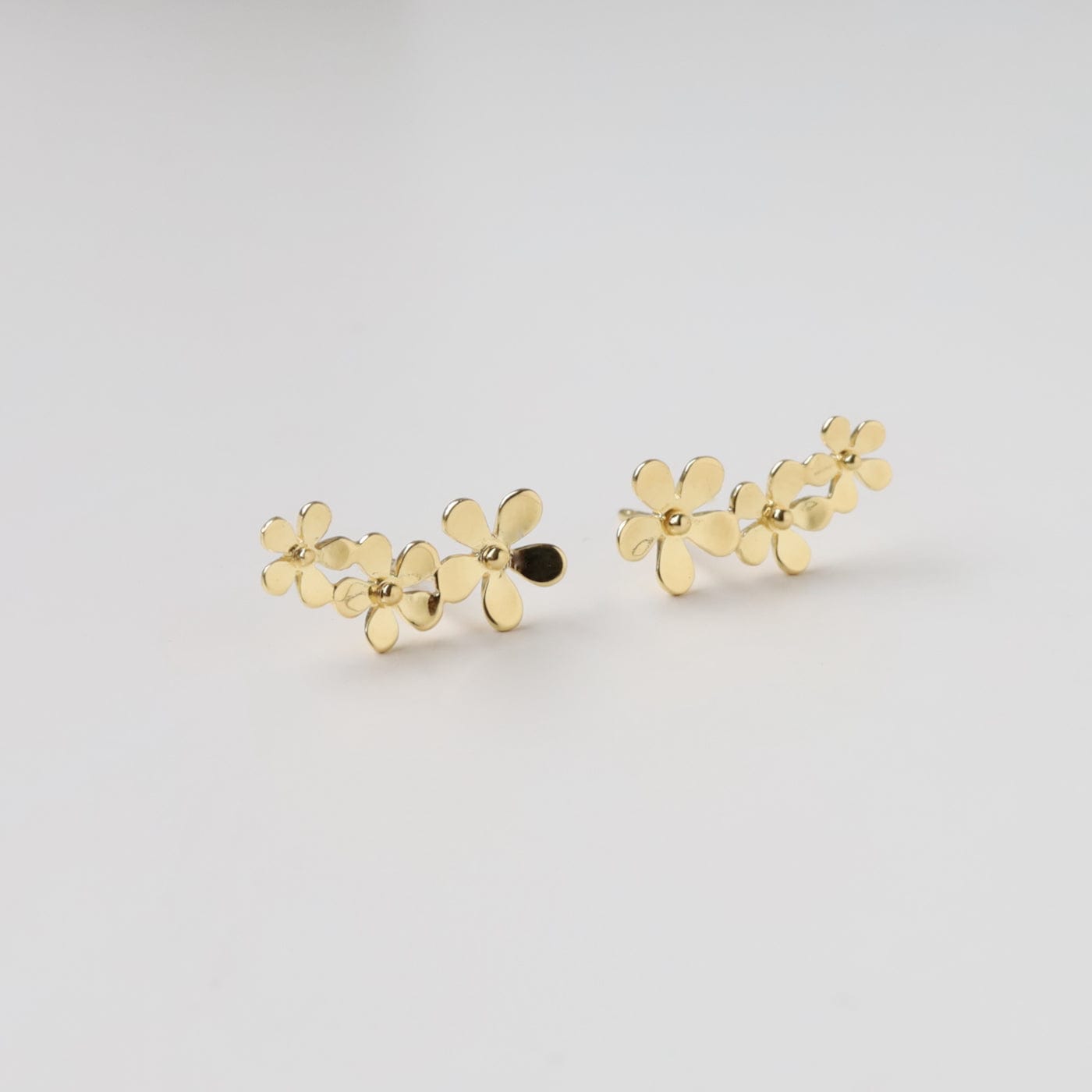 EAR-VRM Gold Vermeil Climbing Curve of Forget-me-not Flowers Studs