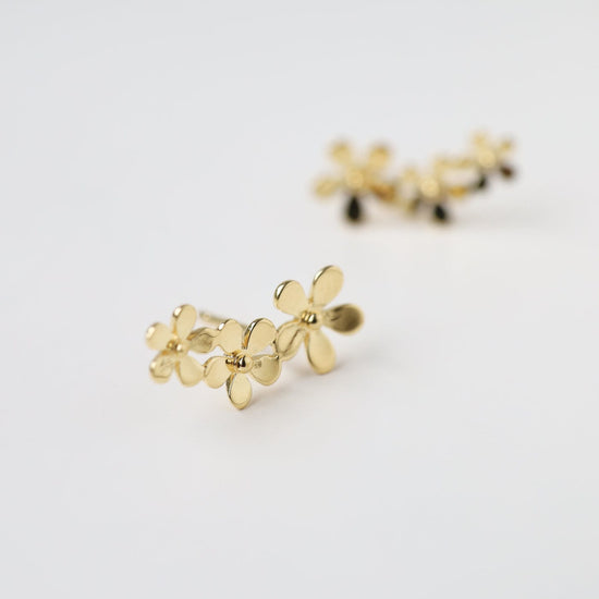 EAR-VRM Gold Vermeil Climbing Curve of Forget-me-not Flowers Studs