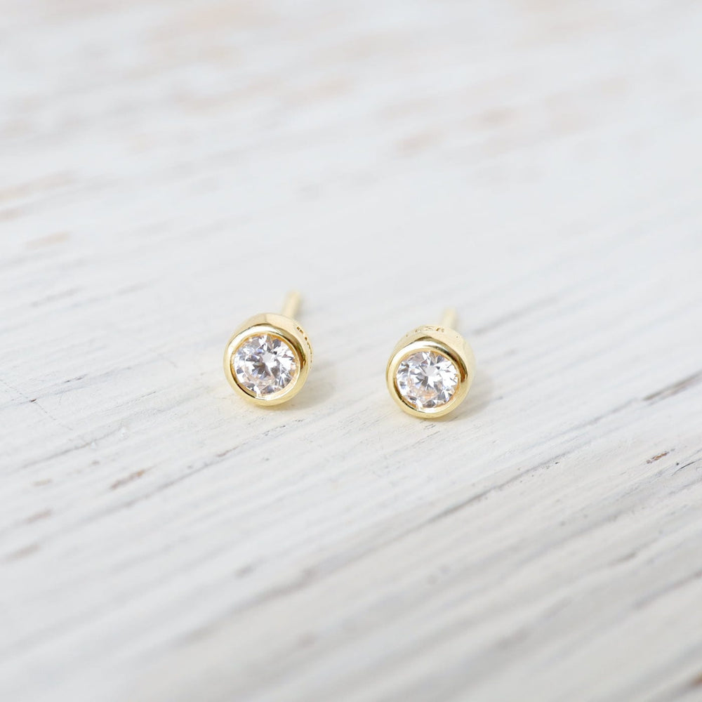 EAR-VRM Gold Vermeil CZ Bezel Set Stud Earring