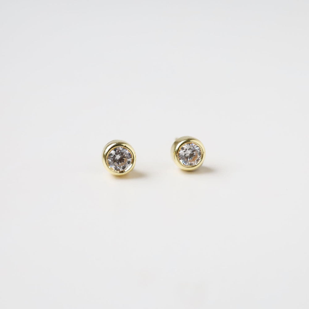 
                      
                        EAR-VRM Gold Vermeil CZ Bezel Set Stud Earring
                      
                    