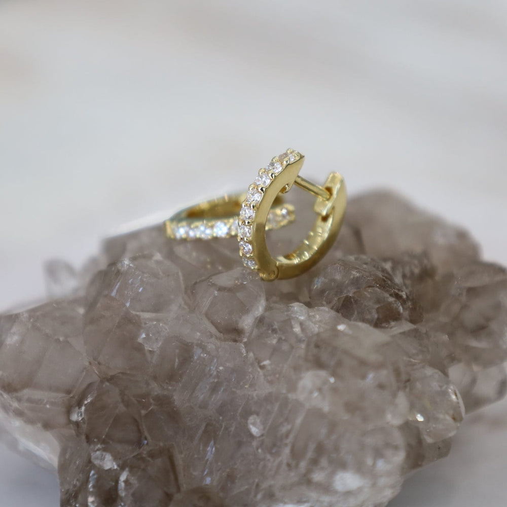 
                      
                        EAR-VRM Gold Vermeil CZ Pave Click Huggie Hoop
                      
                    